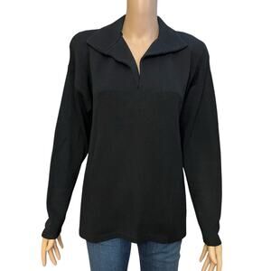 80s VTG St John Santana Knit Sweater Size 10 Pullover Collared Black Luxury